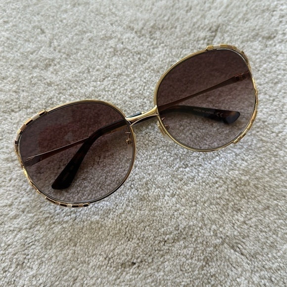 Gucci 59mm Round Sunglasses in Gold/Brown Gradient - Picture 5 of 11